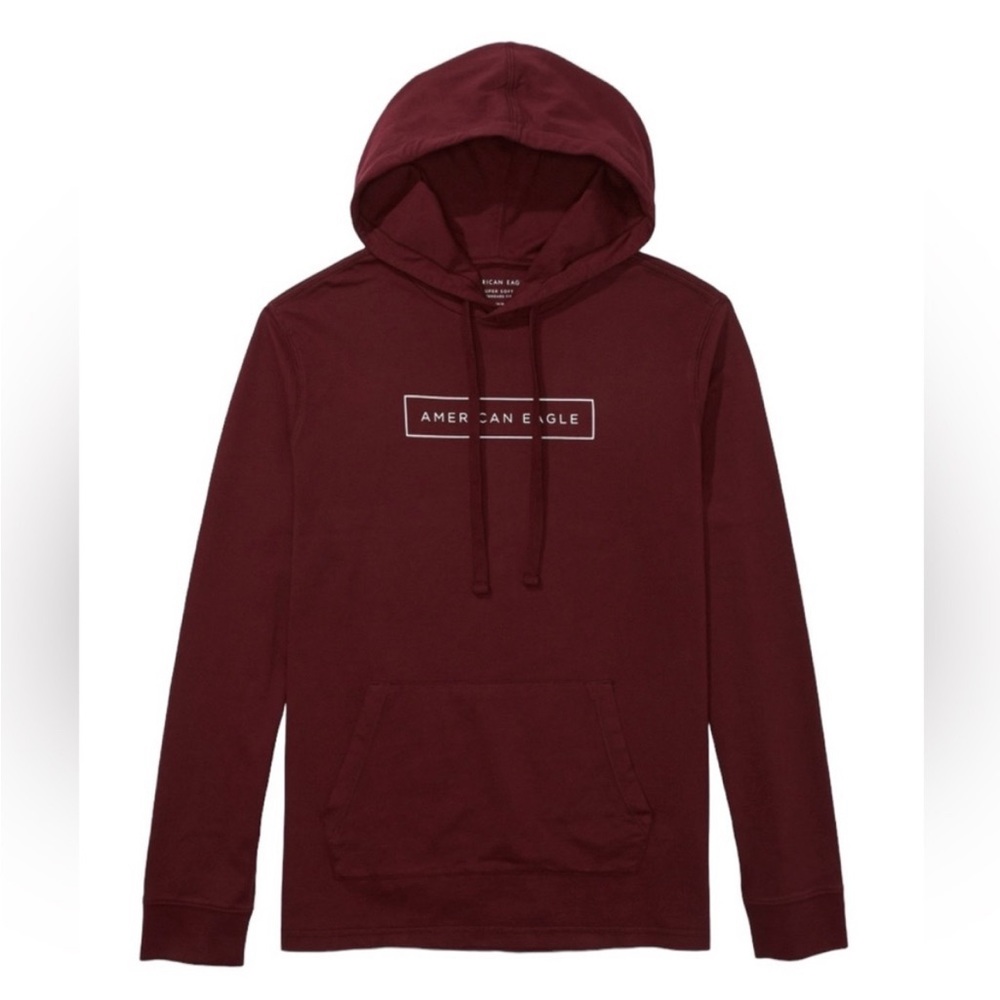 AMERICAN EAGLE OUTFITTERS MEN’S NWOT GRAPHIC HOODIE TEE IN BURGUNDY SZ MEDIUM